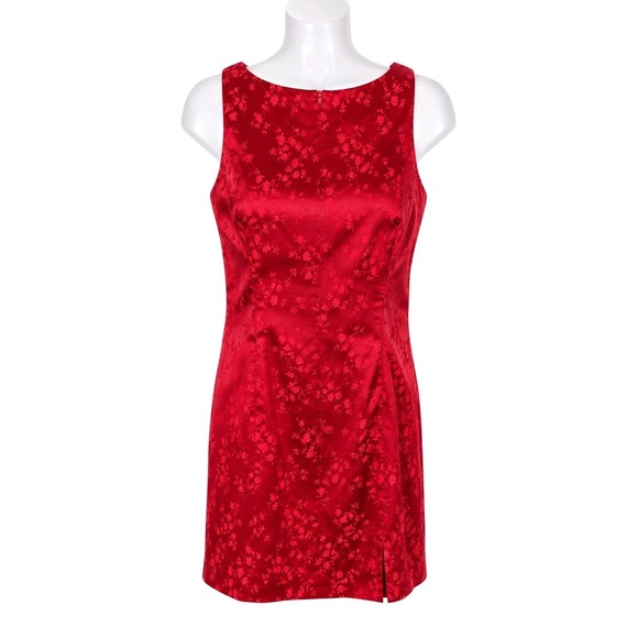 Be Smart Dresses & Skirts - Y2K BeSmart Red Floral Jacquard Sheath Mini Dress USA Made Women's 5/6